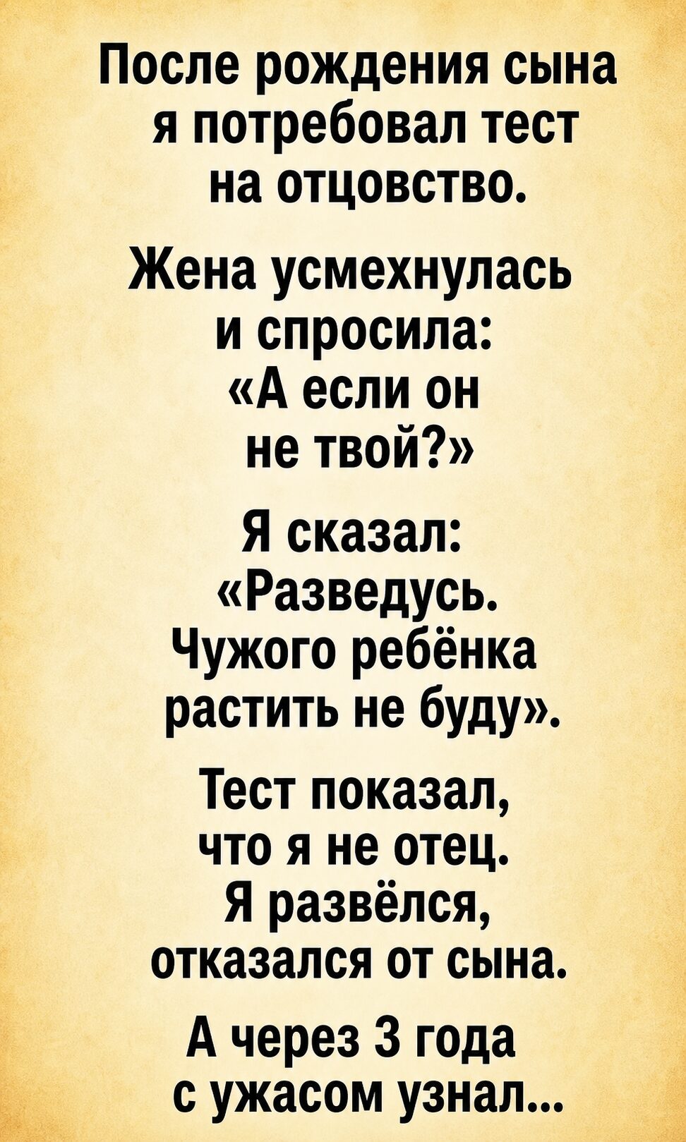 Он сделал тест на отцовство, развёлся и отказался от сына — а через три года узнал страшную правду