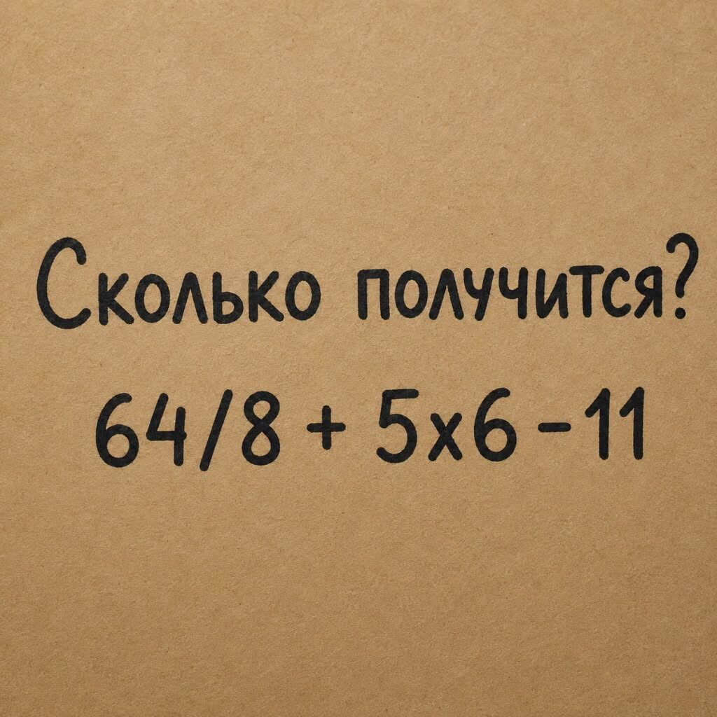 Сколько получится: 64/8 + 5x6 - 11, если не забыть порядок действий